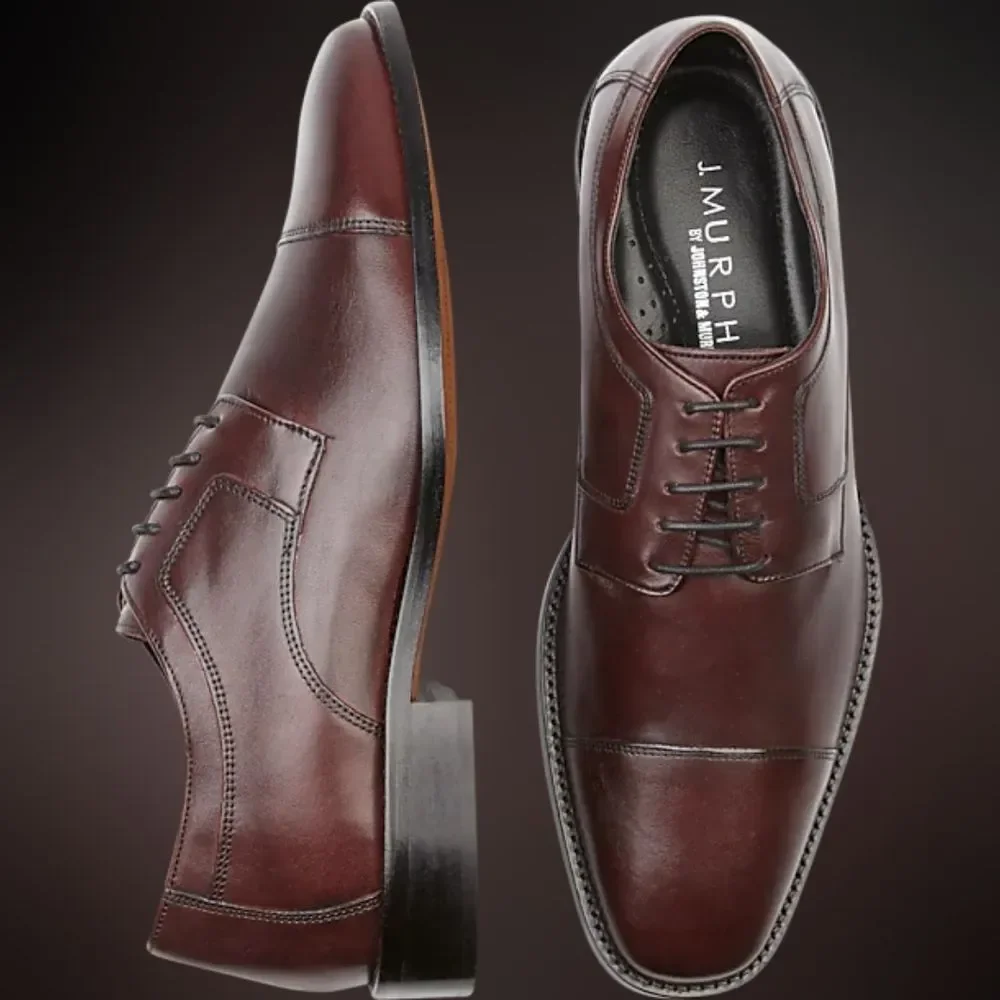 JOHNSTON & MURPHY J. Murphy Novick Burgundy Cap Toe Shoes | Size 13M‎ 59-11703